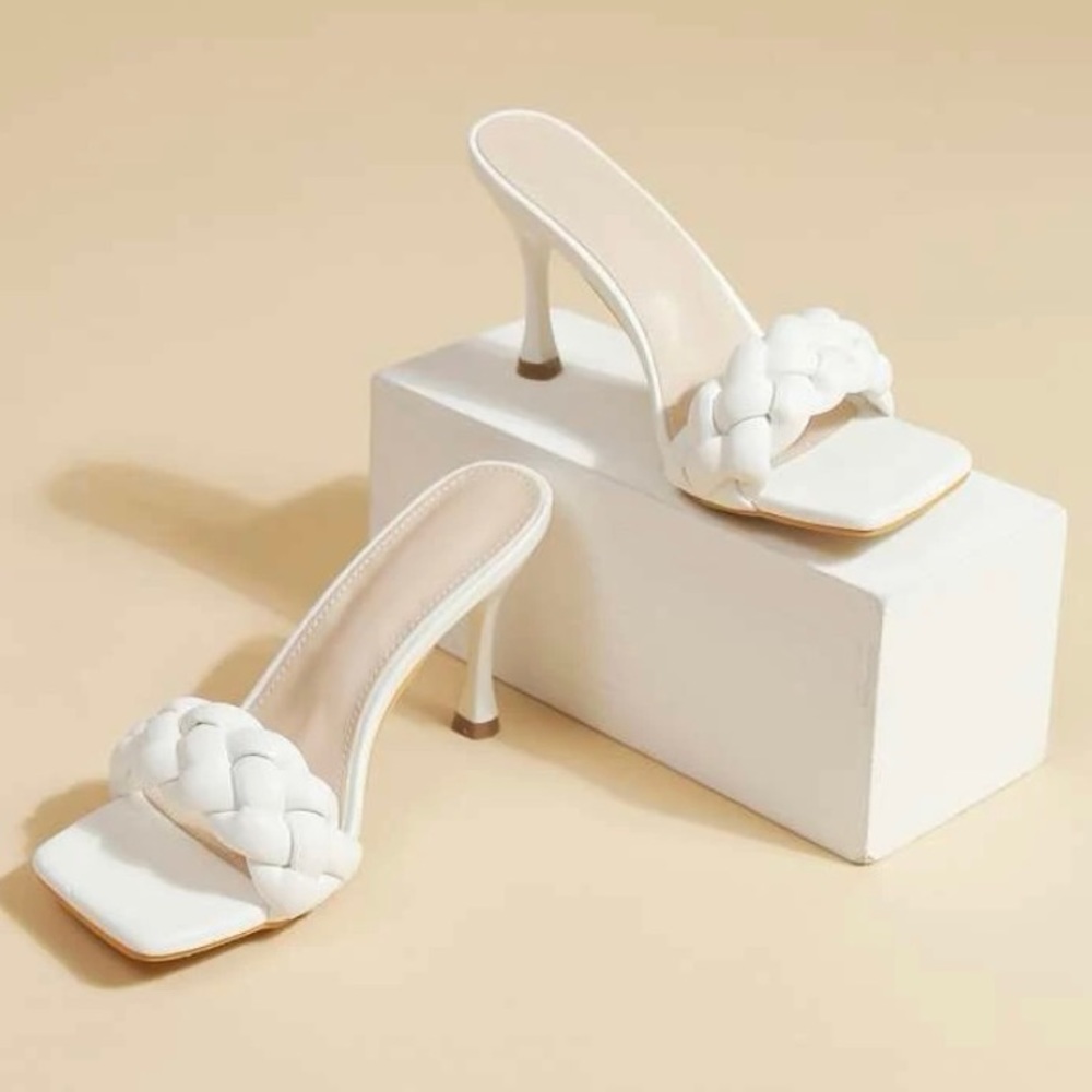 Shein - White Slip On Heels - Picture 1 of 3